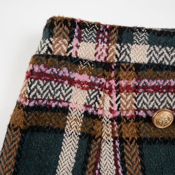 PINK LILY plaid mini skirt with gold buttons size S - Picture 5 of 9